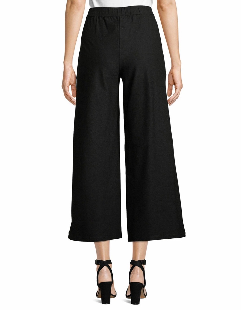 Eileen Fisher Stretch Crepe Wide Leg Crop Pants Black Size 14 - Picture 2 of 10